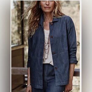 J. Jill Indigo Denim Chambray Shirt Jacket, XLP